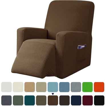 Subrtex Housse Extensible pour Fauteuil Inclinable 1 Pce, Housse Texturée à Carreaux avec Poches
