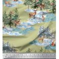 thumbnail image 1 of Soimoi Beige Rayon Fabric Animals & Pine Tree Print Fabric by the Yard 56 Inch Wide, 1 of 5