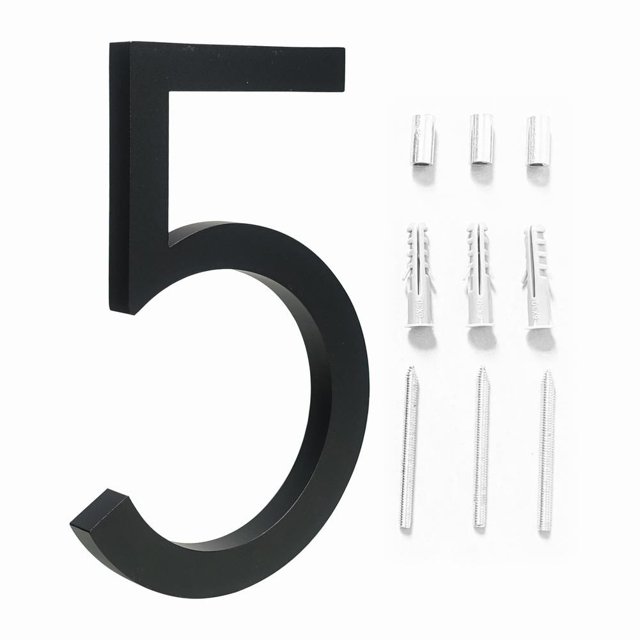 Large 5.6\" Modern Floating House/Door Numbers 12mm Brushed Stainless Steel