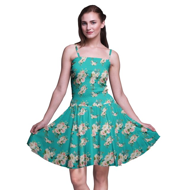 Bimba Robe d'Été à Bretelles Spaghetti à Imprimé Floral Robe de Plage pour Vacances et Fêtes-Xxx-Grand