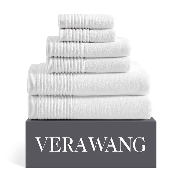 Vera Wang - Bath Towels, 100% Super Soft & Highly Absorbent Cotton Towel Set, Medium Weight Plush Feel, Low Linting & Fade Resistant Bathroom Towels