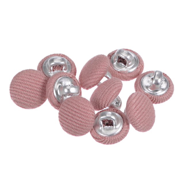 Unique Bargains 10pcs 16L Fabric Cloth Covered Button 10mm Round Metal Shank Sewing Buttons for Suits Dress Blouses, Deep Pink