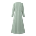 thumbnail image 5 of Meichang Robes d'Été Décontractées pour Femmes, Robes Maxi Évasées en Coton et Lin, Manches Longues, Encolure Dégagée, Imprimé Pissenlit, Robes Amples en Lin avec Poches, Vert G, 5 of 5