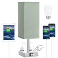 thumbnail image 1 of Bedside Lamp with USB Port and Outlet, 3-Way Dimmable Touch Lamp with USB Charging Port for Bedroom, Small Green Table Lamp with Charger for Nightstand Living Room Office Desk (LED Bulb Included), 1 of 5