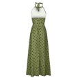thumbnail image 5 of HKEJIAOI Robes Décontractées Soldes Liquidation Robe Fleurie pour Femmes Mode Décontractée Été Sans Manches Col Rond Robe à Pois Col Licou Fermeture Éclair Robe pour Femme Longues Robes Vert, 5 of 5
