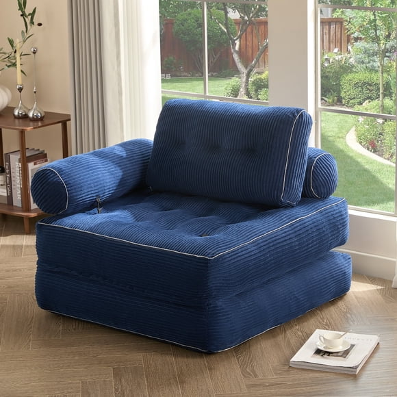 BIGSYY Convertible Folding Sofa Bed with Armrest and Pillow, Comfy for Living and Bedroom, Suitable for Adults, Blue