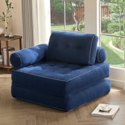 BIGSYY Convertible Folding Sofa Bed with Armrest and Pillow， Comfy for Living and Bedroom, Suitable for Adults, Blue