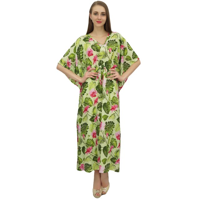 Bimba Kimono Long Vert pour Femmes avec Cordon de Serrage Kaftan-26