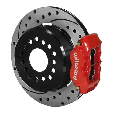Wilwood Brakes Brake Conversion Kit 140-7141-DR Forged Dynalite; Performance Upgrade; With BP-10 Metallic Brake Pads; Powder Coated Red 4 Piston Calipers