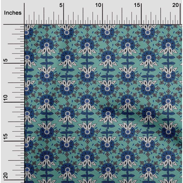 oneOone Viscose Jersey Fabric Leaves & Floral Block Decor Fabric Printed BTY 60 Inch Wide