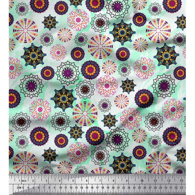 Soimoi Velvet Fabric Mandala Kaleidoscope Decor Fabric Printed Yard 58 Inch Wide