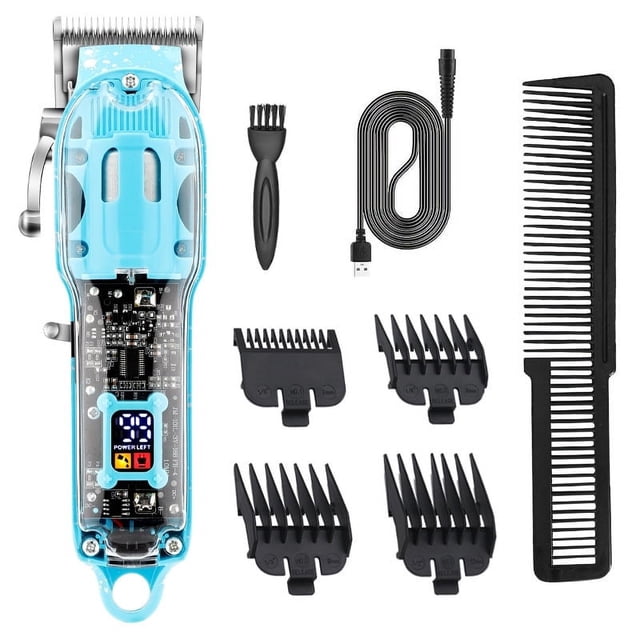 Tondeuses à Cheveux Sans Fil pour Hommes et Rasoir Tondeuses Électriques Professionnelles Tondeuses de Barbier Rechargeables Rasoir Alternatif Ensemble de Rasoirs Tondeuse Transparente