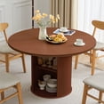 thumbnail image 1 of Wirrytor 47" Round Dining Room Table with Storage, Modern Round Table for 4, Kitchen table with 2-Layer Storage Shelves, Circle Dining Table(Walnut), 1 of 9