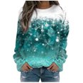 thumbnail image 1 of IROINID Liquidation Chandail à Capuchon de Noël pour Femmes Imprimé Col Rond Chandail Manches Longues Blouse Confortable Chandail en Molleton, Vert, 1 of 6