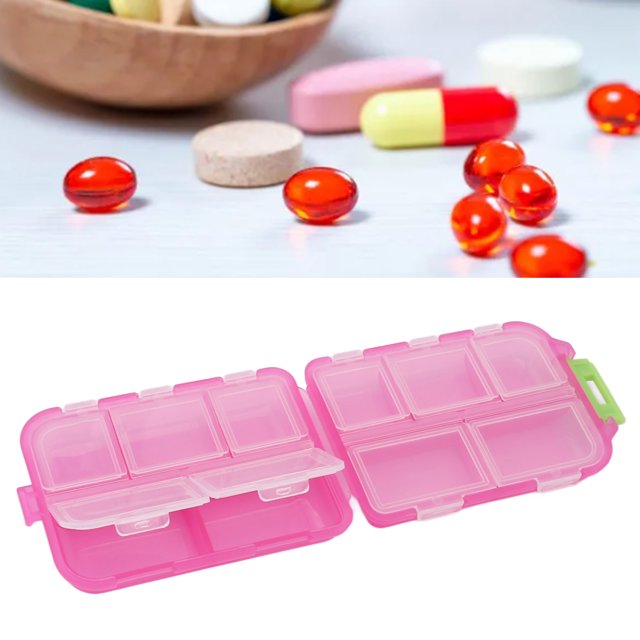 Étui à Médicaments, Boîte à Médicaments en Plastique Compacte pour Médicaments Bleu, Blanc, Rouge Rose, Violet