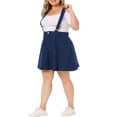 thumbnail image 4 of GRACE & GRANDEUR Jupe à Bretelles en Denim pour Femme Grande Taille à Bretelles Ajustables, Dos Croisé, Bleu Foncé 1X, 4 of 5