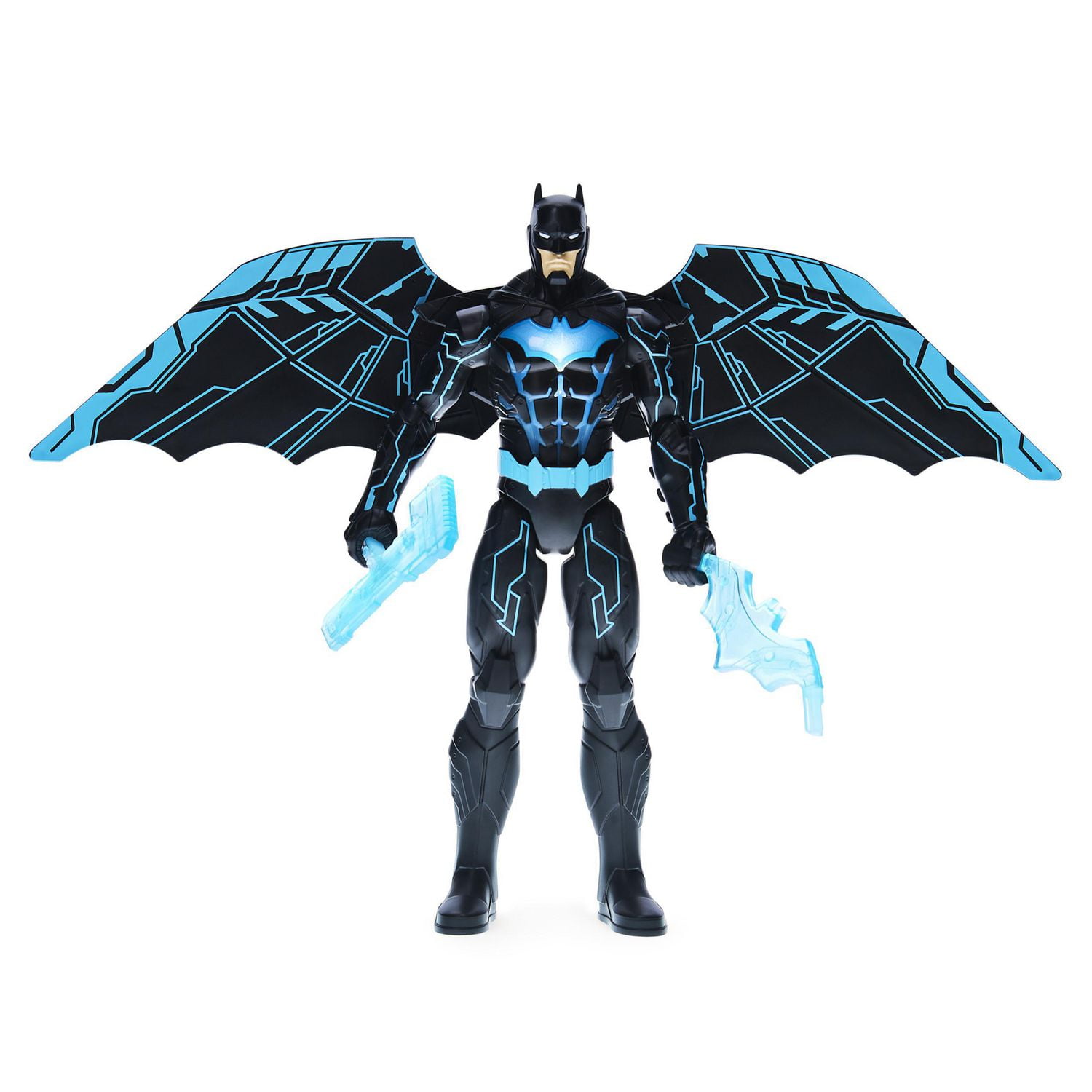 Figurine articulée Batman Bat-Tech de luxe de 30 cm avec ailes rétractables, lumières et plus de 20 effets sonores et répliques