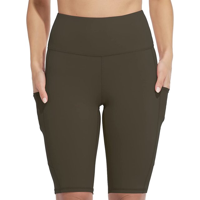 Women's Running Biker Shorts with Side Pockets High Waisted