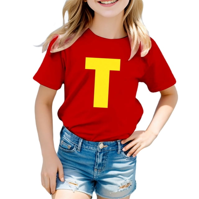 TZEWGL Cute Shirt For Kid Letter Printed Short Sleeve Print Crewneck Top For Newborns size 6-7T