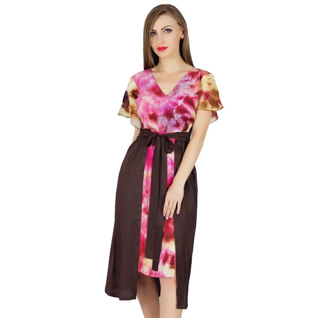 Bimba Womens Asymmetrical Shift Dress Mid-Calf Summer Rayon Day Dresses
