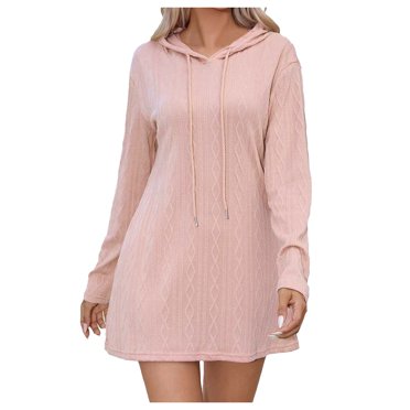 TJAZFJPA Robes d'Été Blanches pour Femmes Femmes Élégantes Automne Robe à Manches Longues à Capuche Quotidienne Décontractée Couleur Unie Robe Chandail à Capuche Automne Robes de Vacances pour Femmes Grande Taille Robe d'Été
