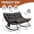 thumbnail image 2 of Indoor Outdoor Patio Rocking Glider Chair – 450 lbs Capacity – Weather-Resistant Rattan, UV-Proof Cushion & soft Toy Fleece Upholstery – Sturdy Rubber Wood & Reinforced Steel Frame, 2 of 7