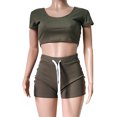 thumbnail image 3 of Fashion Women Sexy Solid Color Sportswear Suit 2PC Tracksuit Short Sleeve Sets, 3 of 6