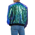 thumbnail image 3 of VESTES CHIC pour HOMMES à Manches Longues Zippées Veste Bomber Pailletée Vert G, 3 of 7