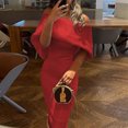 thumbnail image 2 of CEHVOM Women Off Shoulder Sleeveless Solid Color Zipper Prom Knee-Length Dress, 2 of 6