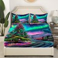 thumbnail image 3 of Erosebridal Xmas Tree Bed Sheets Set Queen Size, Psychedelic Aurora Bedding Set, 4-Piece,, 3 of 6