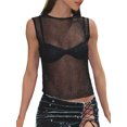 thumbnail image 2 of Faithtur Femmes d'Été Short Skinny Tops Couleur Unie Sans Manches O Cou Pure Crop Tops, 2 of 8