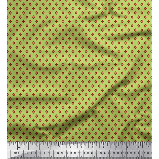 Soimoi Viscose Chiffon Fabric Diamond Shirting Print Sewing Fabric Yard 42 Inch Wide