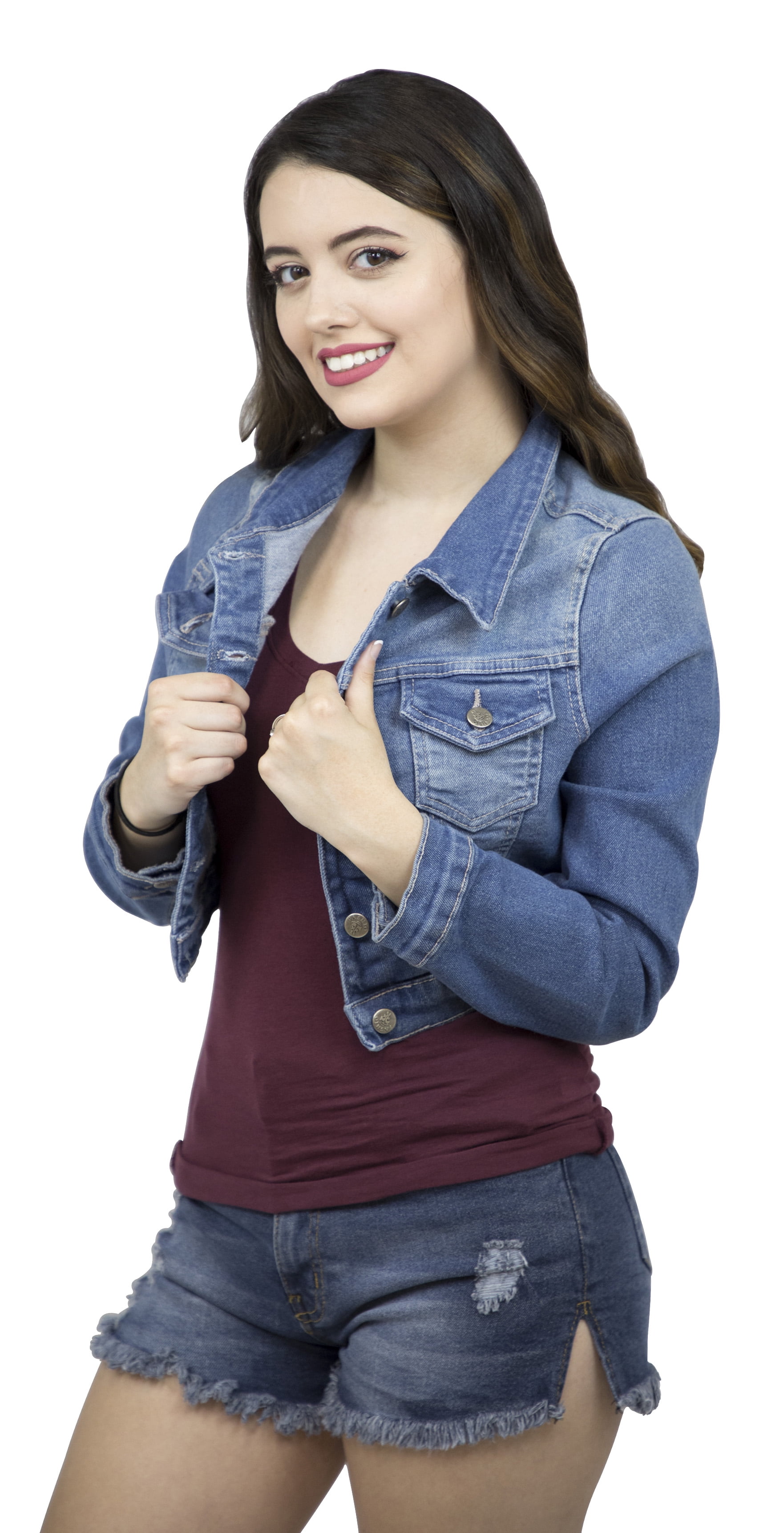Veste en Denim Extensible Courte à Boutons pour Femmes Grande Taille, Manteau Oversize pour Dames