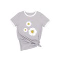 thumbnail image 3 of Women Floral Daisy Print Color Block Short Sleeve Crew Neck Summer Tee Shirt, 3 of 3
