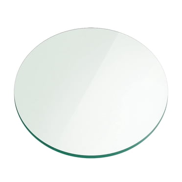 Fab Glass and Mirror Dessus de Table en Verre Poli Rond de 45 Pouces, Bord Plat Trempé de 1/4 Pouces d'Épaisseur, Transparent