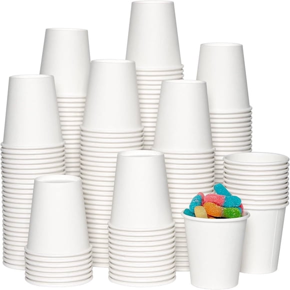 Estbridg Disposable Coffee Paper Cups 12 oz Beverage Cups Hot Cold Drinking Cups Thickened Mouthwash Cups White Bathroom Cups Ideal for Travel Home Office Picnic (100 Pack)