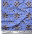 thumbnail image 1 of Soimoi Blue polyester Crepe Fabric Floral Wreath Geometric Decor Fabric Printed Yard 52 Inch Wide, 1 of 5