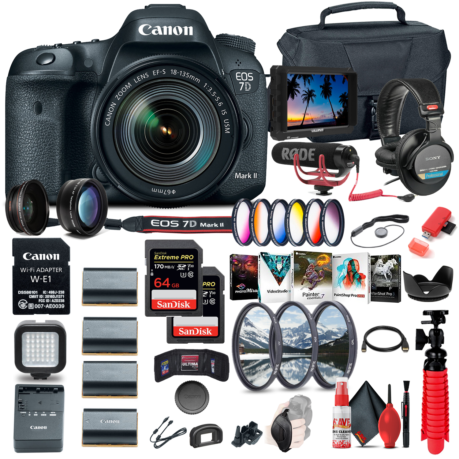 Canon EOS 7D Mark II Appareil Photo Reflex Numérique avec Objectif 18-135mm F/3.5-5.6 IS USM & W-E1 + Plus (Modèle International)