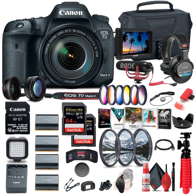Canon EOS 7D Mark II Appareil Photo Reflex Numérique avec Objectif 18-135mm F/3.5-5.6 IS USM & W-E1 + Plus (Modèle International)
