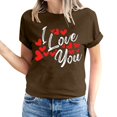thumbnail image 2 of Pisexur Valentines Day T-shirt Top T-shirt à Manches Courtes Imprimé Amour de la Saint-Valentin pour Femmes, Col Rond, 2 of 5