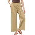 thumbnail image 1 of Timegard Pants for Women Plus Size Drawstring Waist Straight Leg Lightweight Casual Loose Trousers, 1 of 6