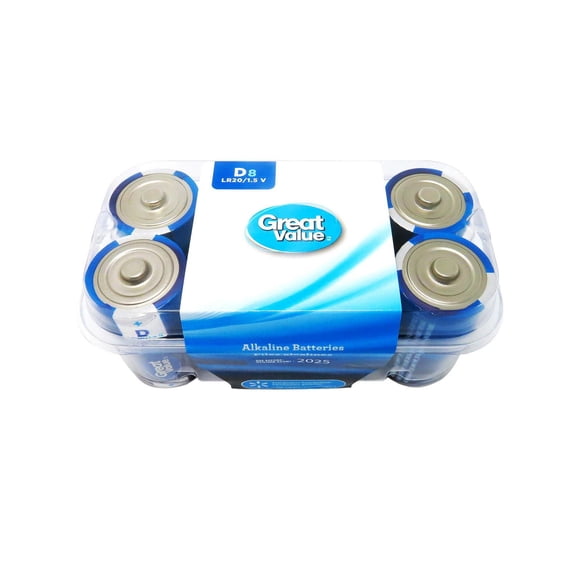 Piles alcalines D Great Value à 1,5 V en paq. de 8