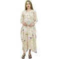 thumbnail image 3 of Bimba Moms Pink Printed Maternity Kaftan With Drawstring Waist Maxi Dress-14, 3 of 7