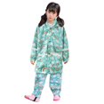 thumbnail image 3 of Children‘s Boys Girls Dinosaur Rainbow Printed Button Rain Jacket Hooded Windproof Raincoat, 3 of 7