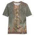 thumbnail image 4 of Birdeem Womens Casual Retro Printed Round Neck Short Sleeved Top, 4 of 4