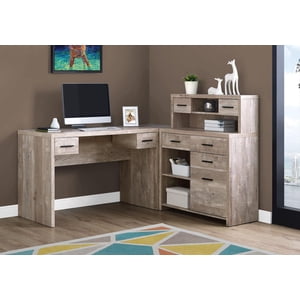 Monarch Specialties Bureau d'ordinateur, Bureau à la maison, Coin, Gauche, Installation droite, Tiroirs de rangement, Forme L, Travail, Ordinateur portable, Stratifié, Beige, Contemporain, Moderne