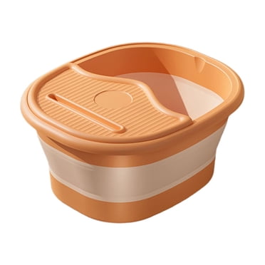 Bain de Pieds Pliable Orange avec Couvercle, Massage des Bosses, Portable, pour Spa à Domicile, 40x34x20 cm, Vert/gris/orange