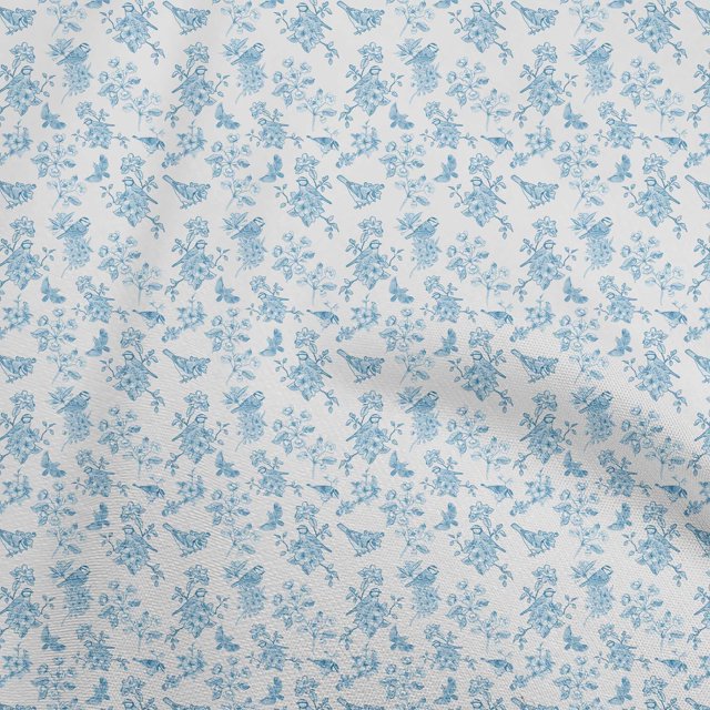 oneOone Rayon White Fabric Bird & Sewing Craft Projects Fabric Prints By Yard 56 Inch Wide