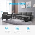 thumbnail image 4 of BALUS 2 Pieces Couch Set, L Shaped Sofa with Storage Ottoman, 5-Seats Sectionals, Living Room Set Furniture, Linen, Dark Gray, 4 of 5