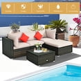thumbnail image 2 of Costway 5PCS Outdoor Patio Rattan Furniture Set Sectional Conversation W/Beige Cushion, 2 of 9